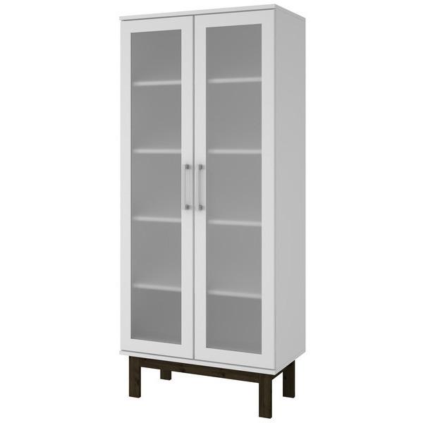 Serra 2.0- 5- Shelf Bookcase in  White and Wooden Legs - living-essentials