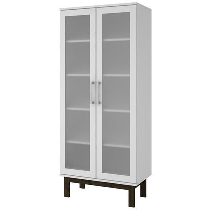 Serra 2.0- 5- Shelf Bookcase in  White and Wooden Legs - living-essentials