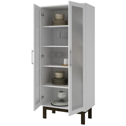 Serra 2.0- 5- Shelf Bookcase in  White and Wooden Legs - living-essentials