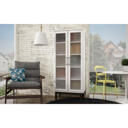 Serra 2.0- 5- Shelf Bookcase in  White and Wooden Legs - living-essentials