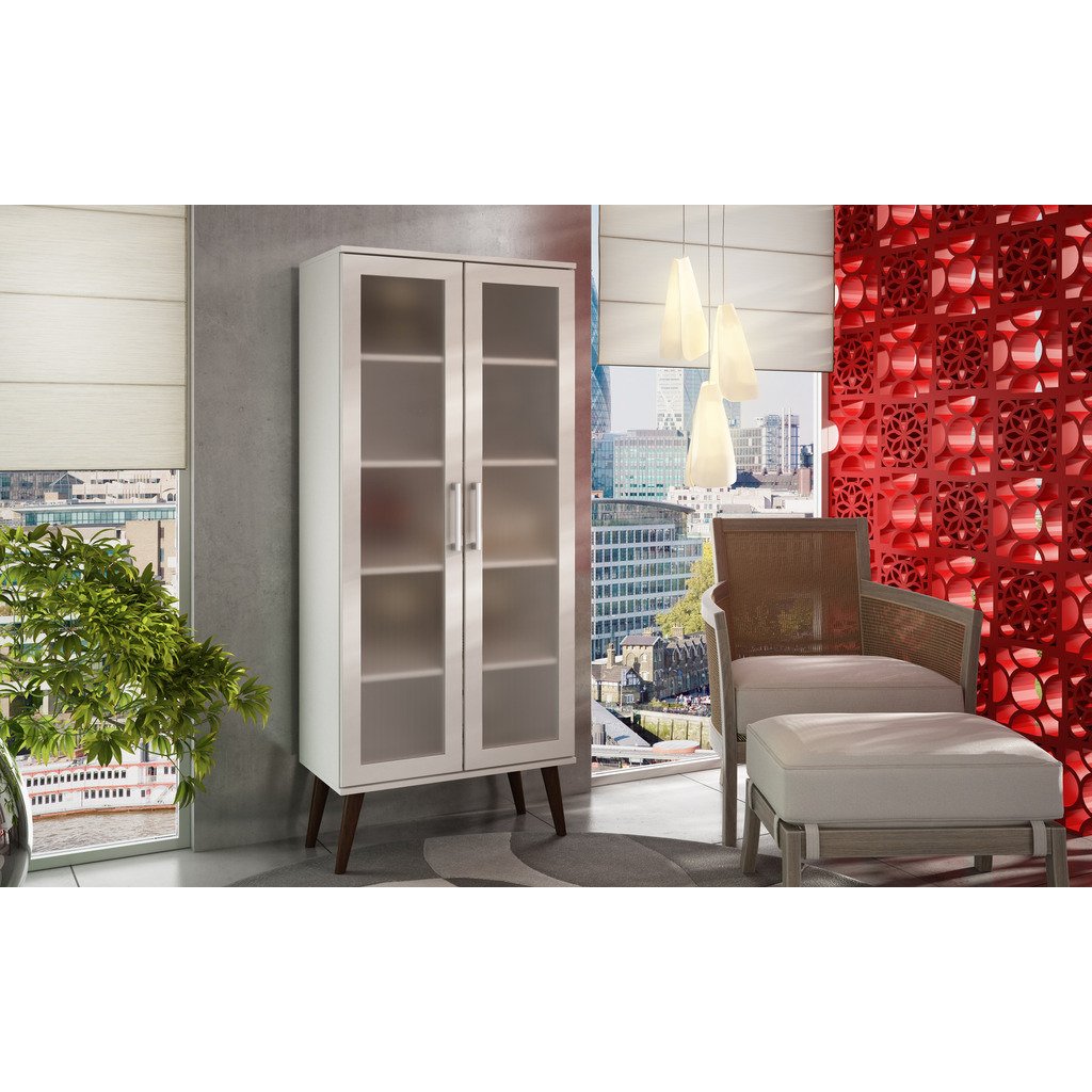 Serra 2.0- 5- Shelf Bookcase in  White and Splayed Wooden  Legs - living-essentials