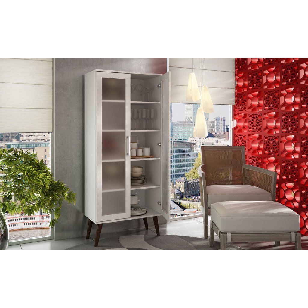 Serra 2.0- 5- Shelf Bookcase in  White and Splayed Wooden  Legs - living-essentials