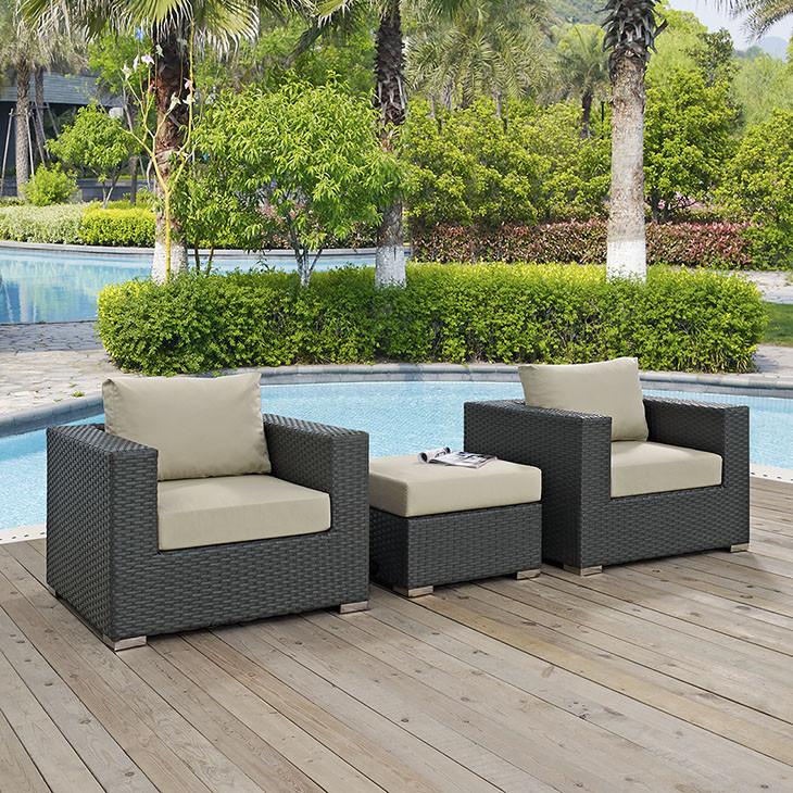 Mont Royal 3 Piece Outdoor Patio Sunbrella Sectional Set - living-essentials