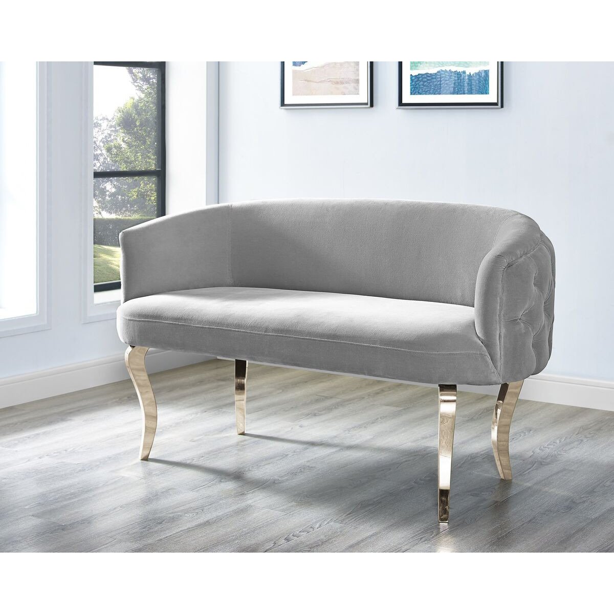 Adelle Grey Velvet Loveseat - living-essentials