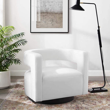 Sliver Cutaway Performance Velvet Swivel Armchair in Dusty - living essentials - 