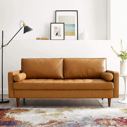 Valiant Upholstered Faux Leather Sofa - living-essentials