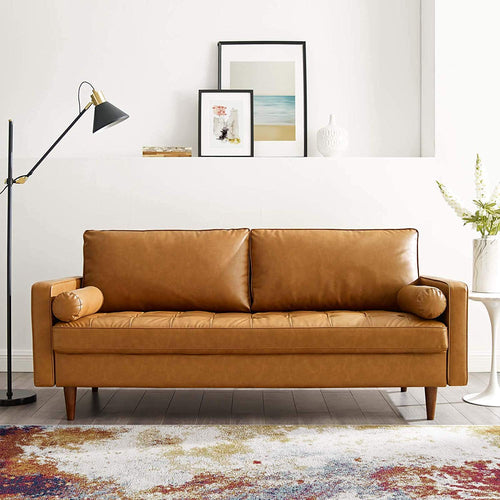 Valiant Upholstered Faux Leather Sofa - living-essentials