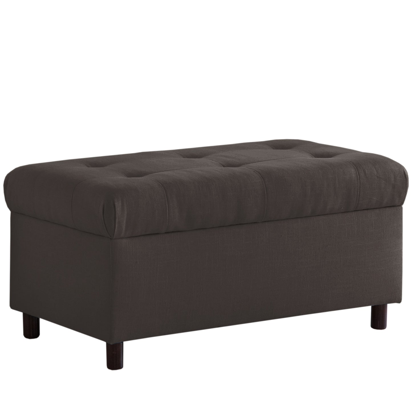 Hattie Linen Charcoal Tufted Storage Bench - living-essentials