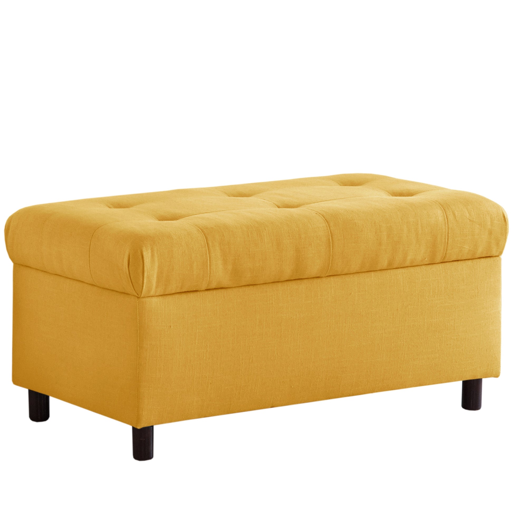 Hattie Linen French Yellow Tufted Storage Bench - living-essentials