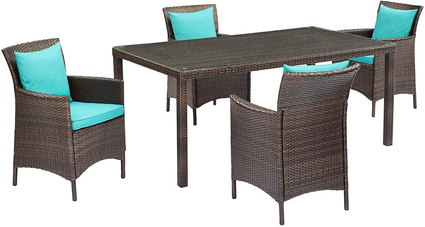Cadence 5 Piece Outdoor Patio Wicker Rattan Set - -living essentials-