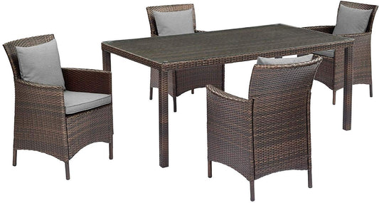 Cadence 5 Piece Outdoor Patio Wicker Rattan Set - -living essentials-