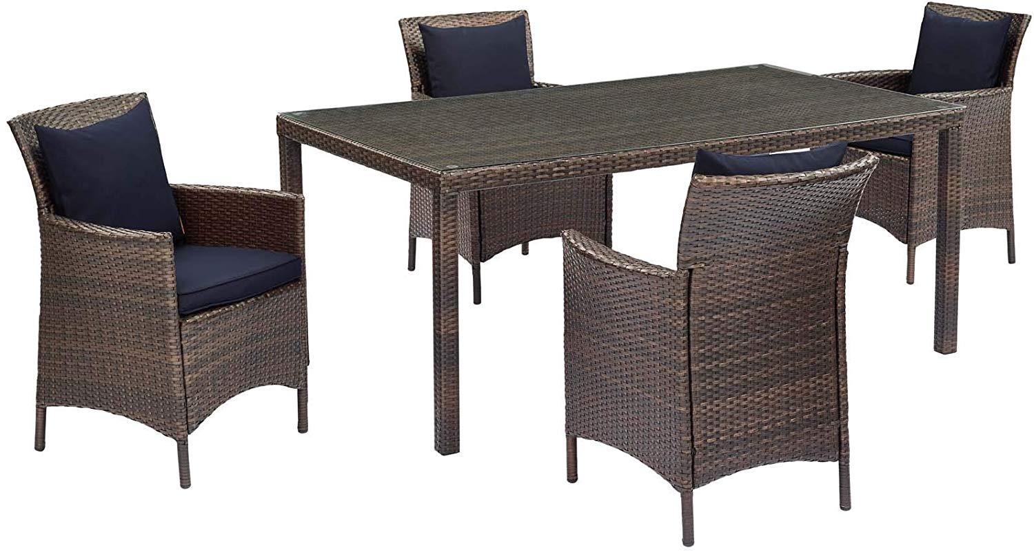 Cadence 5 Piece Outdoor Patio Wicker Rattan Set - -living essentials-
