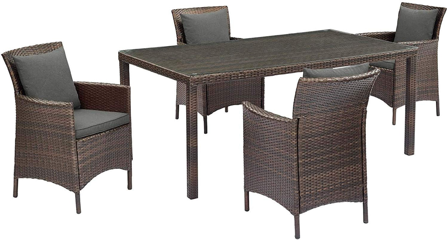 Cadence 5 Piece Outdoor Patio Wicker Rattan Set - -living essentials-