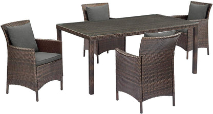 Cadence 5 Piece Outdoor Patio Wicker Rattan Set - -living essentials-