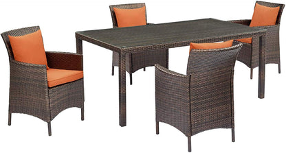 Cadence 5 Piece Outdoor Patio Wicker Rattan Set - -living essentials-