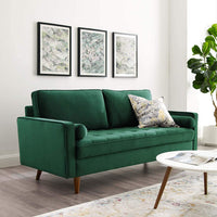 Performance Velvet Sofa in Green - living-essentials