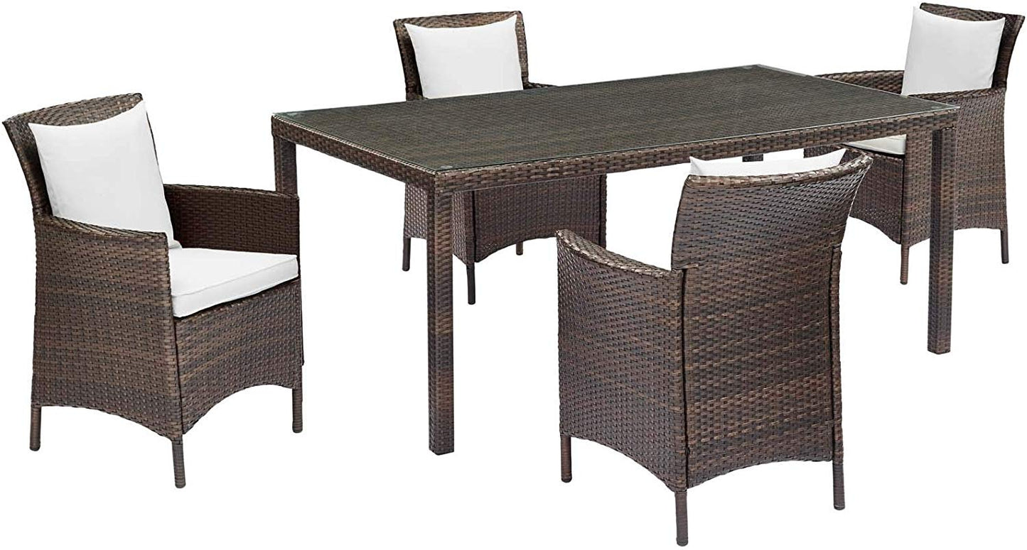 Cadence 5 Piece Outdoor Patio Wicker Rattan Set - -living essentials-