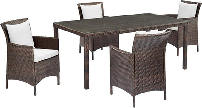 Cadence 5 Piece Outdoor Patio Wicker Rattan Set - -living essentials-