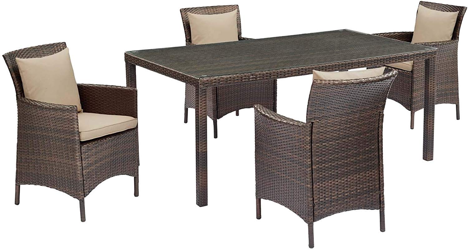 Cadence 5 Piece Outdoor Patio Wicker Rattan Set - -living essentials-