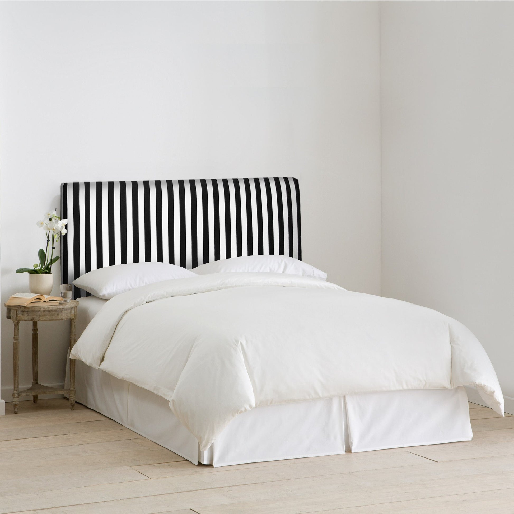 Calliope Canopy Black/White Upholstered King Headboard - living-essentials
