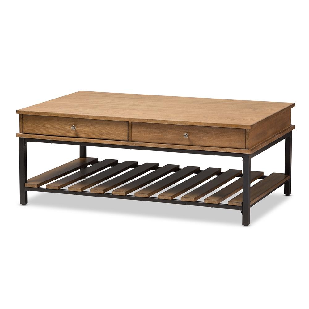 Navin Industrial Oak Brown Coffee Table - living-essentials