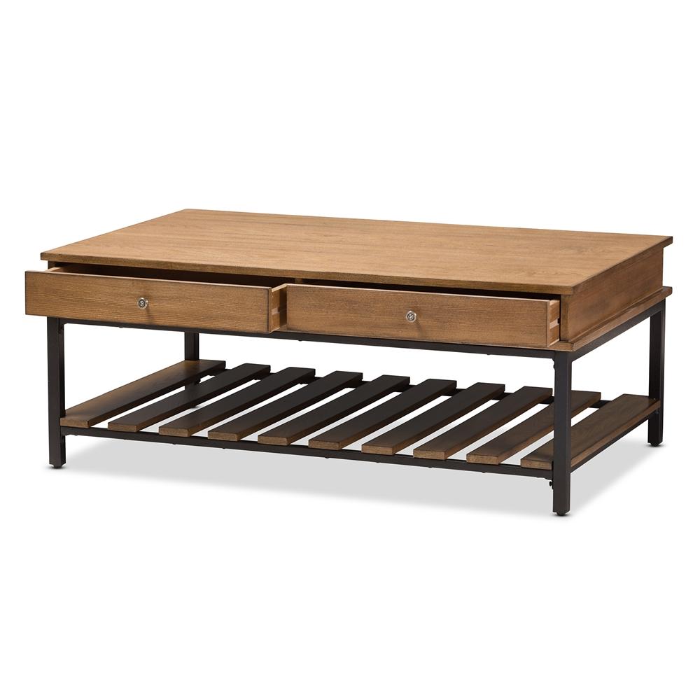 Navin Industrial Oak Brown Coffee Table - living-essentials