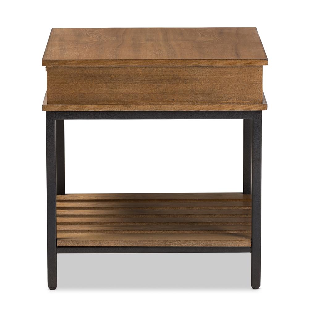 Navin Industrial Oak Brown End Table - living-essentials