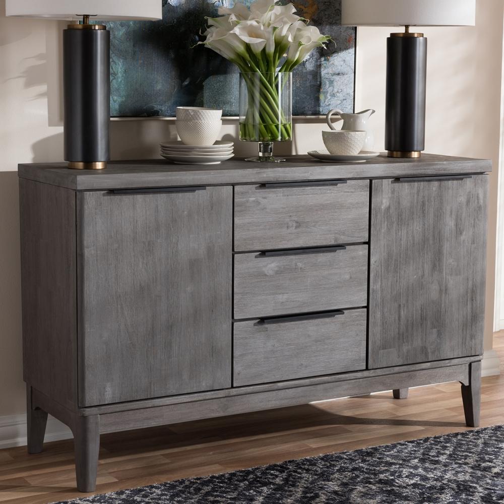 Nate Platinum Wood 3-Drawer Sideboard Buffet - living-essentials