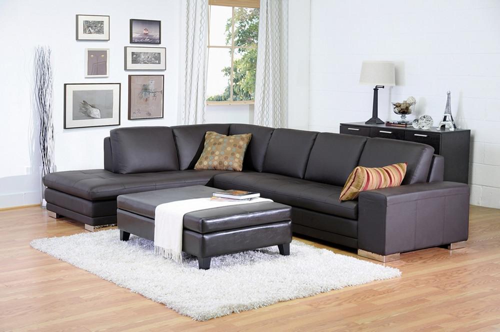 Cerise Dark Brown Leather Sectional Sofa - living-essentials