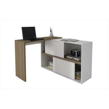 Bari Bookcase Desk  with 4 Shelves - living-essentials