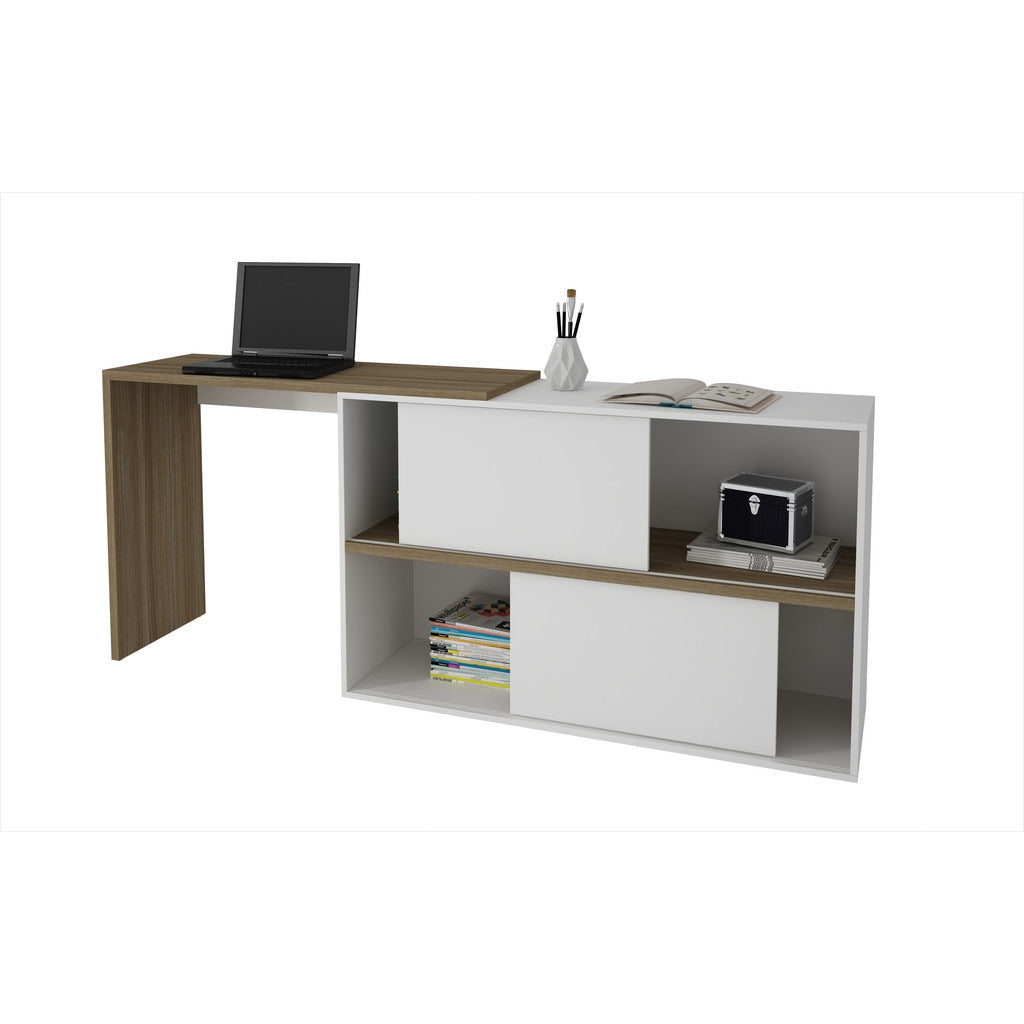 Bari Bookcase Desk  with 4 Shelves - living-essentials