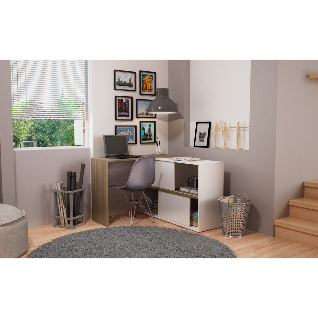 Bari Bookcase Desk  with 4 Shelves - living-essentials