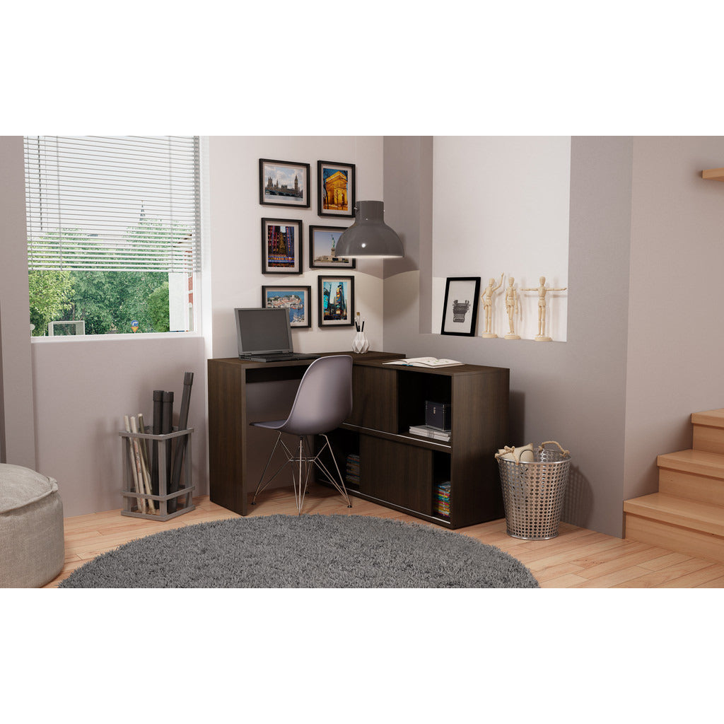 Bari Bookcase Desk  with 4 Shelves - living-essentials