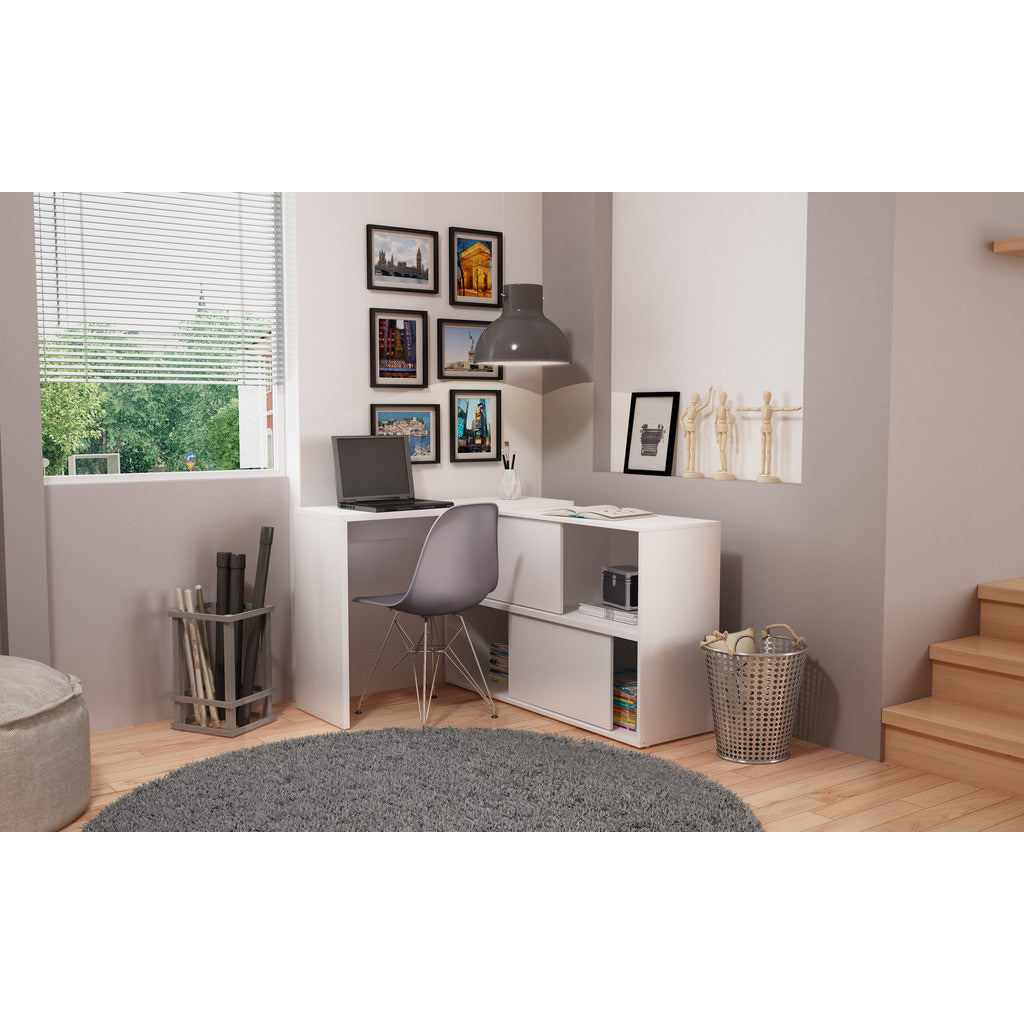 Bari Bookcase Desk  with 4 Shelves - living-essentials