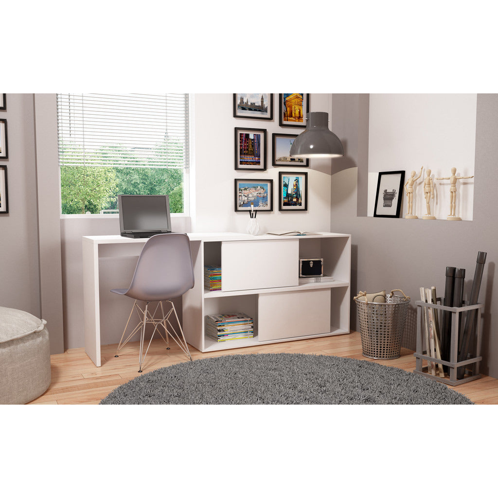 Bari Bookcase Desk  with 4 Shelves - living-essentials