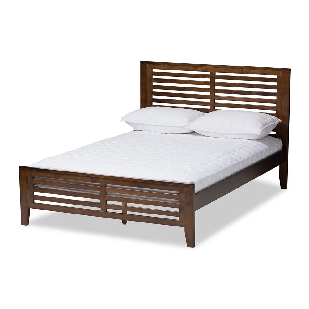 Serena Walnut Brown Wood Full Platform Bed - living-essentials