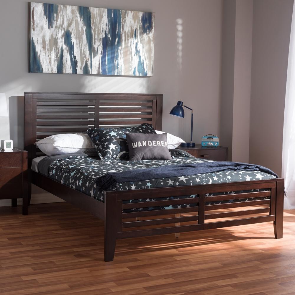 Serena Espresso Brown Wood Full Platform Bed - living-essentials