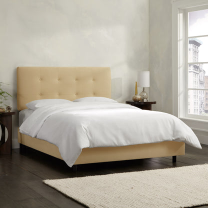 Cressida Velvet Buckwheat Tufted Twin Bed - living-essentials