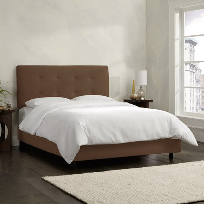 Brooke Velvet Chocolate Tufted Twin Bed - living-essentials