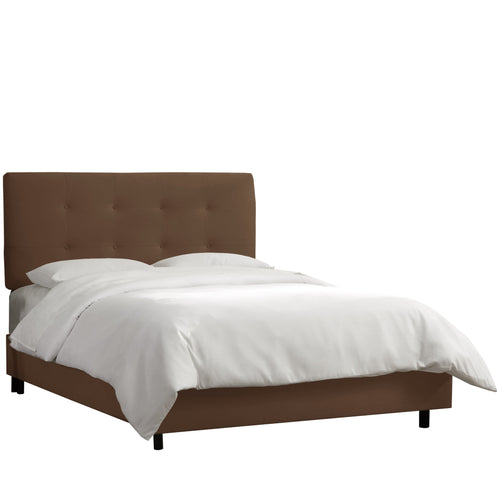 Brooke Velvet Chocolate Tufted Twin Bed - living-essentials