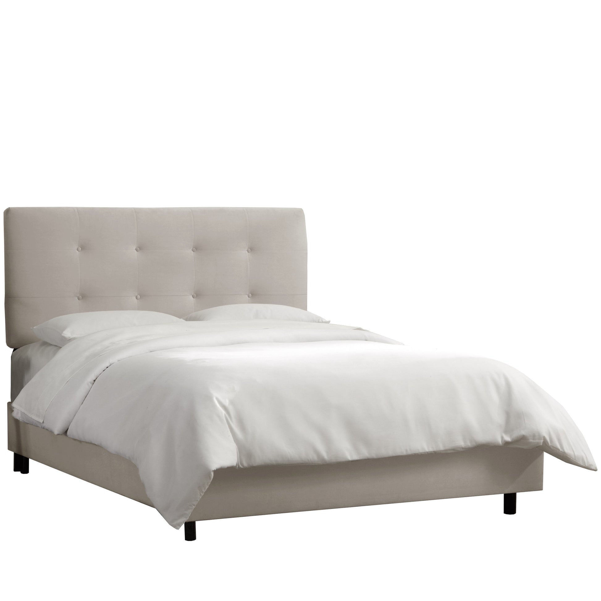 Ember Velvet Light Gray Tufted California King Bed - living-essentials