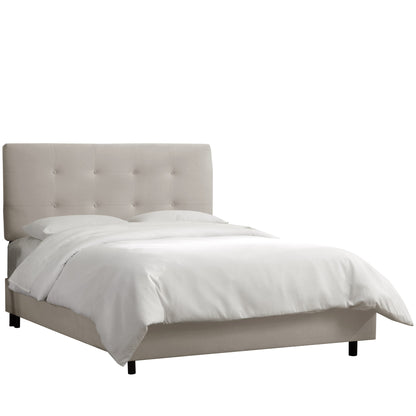 Ember Velvet Light Gray Tufted California King Bed - living-essentials