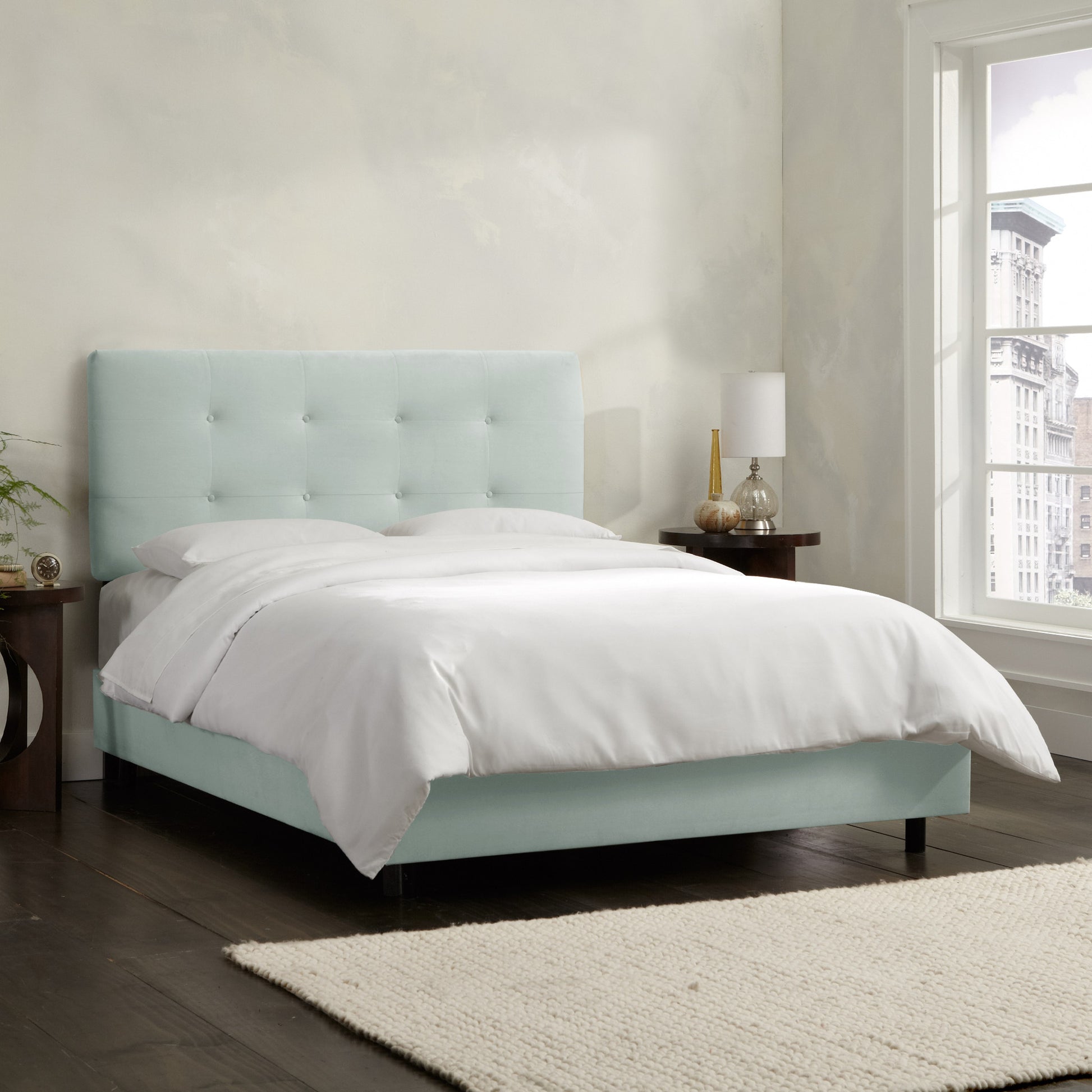 Aspen Velvet Pool Tufted King Bed - living-essentials
