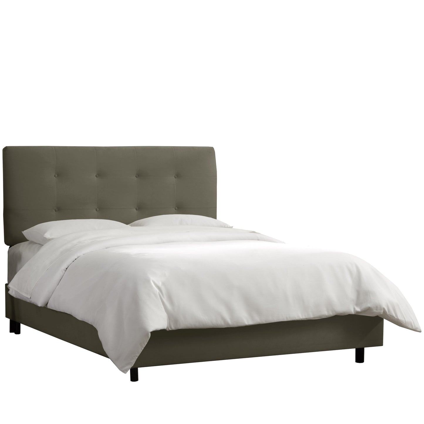 Gaia Velvet Pewter Tufted Queen Bed - living-essentials