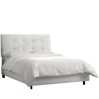 Clover Velvet White Tufted King Bed - living-essentials