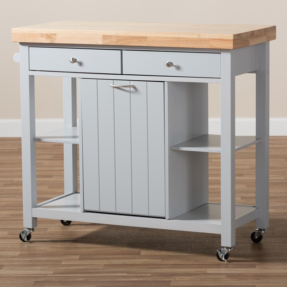 Hadley Light Grey Wood Kitchen Cart - living-essentials