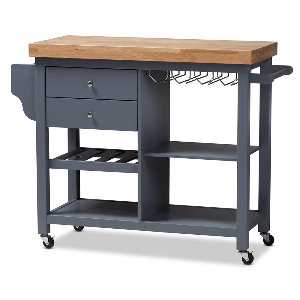 Sunnie Grey Wood Kitchen Cart - living-essentials