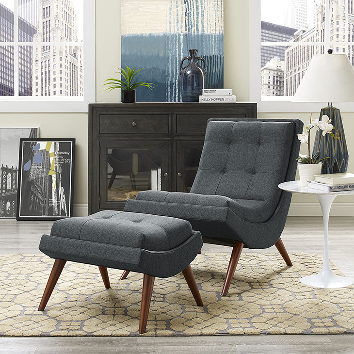 Tundra Fabric Lounge Chair & Ottoman - living-essentials