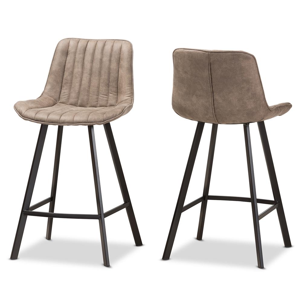 Leila Light Brown Counter Stool (Set of 2) - living-essentials