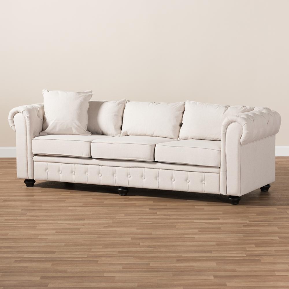 Alba Beige Scroll Arm Chesterfield Sofa - living-essentials